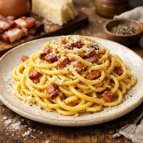پاستای کاربونارا دست‌ساز