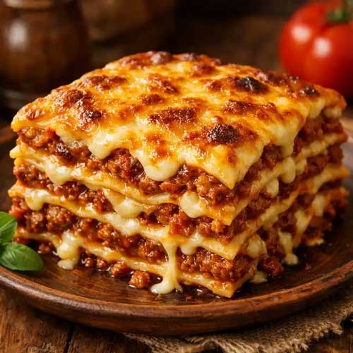 لازانیای چندلایه با گوشت و بشامل