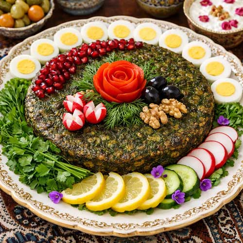 آشپزی کوکوسبزی خوشمزه تزئین شده