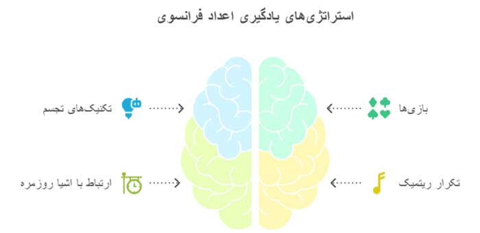 اینفوگرافیک استراتژی های یادگیری اعداد فرانسوی 